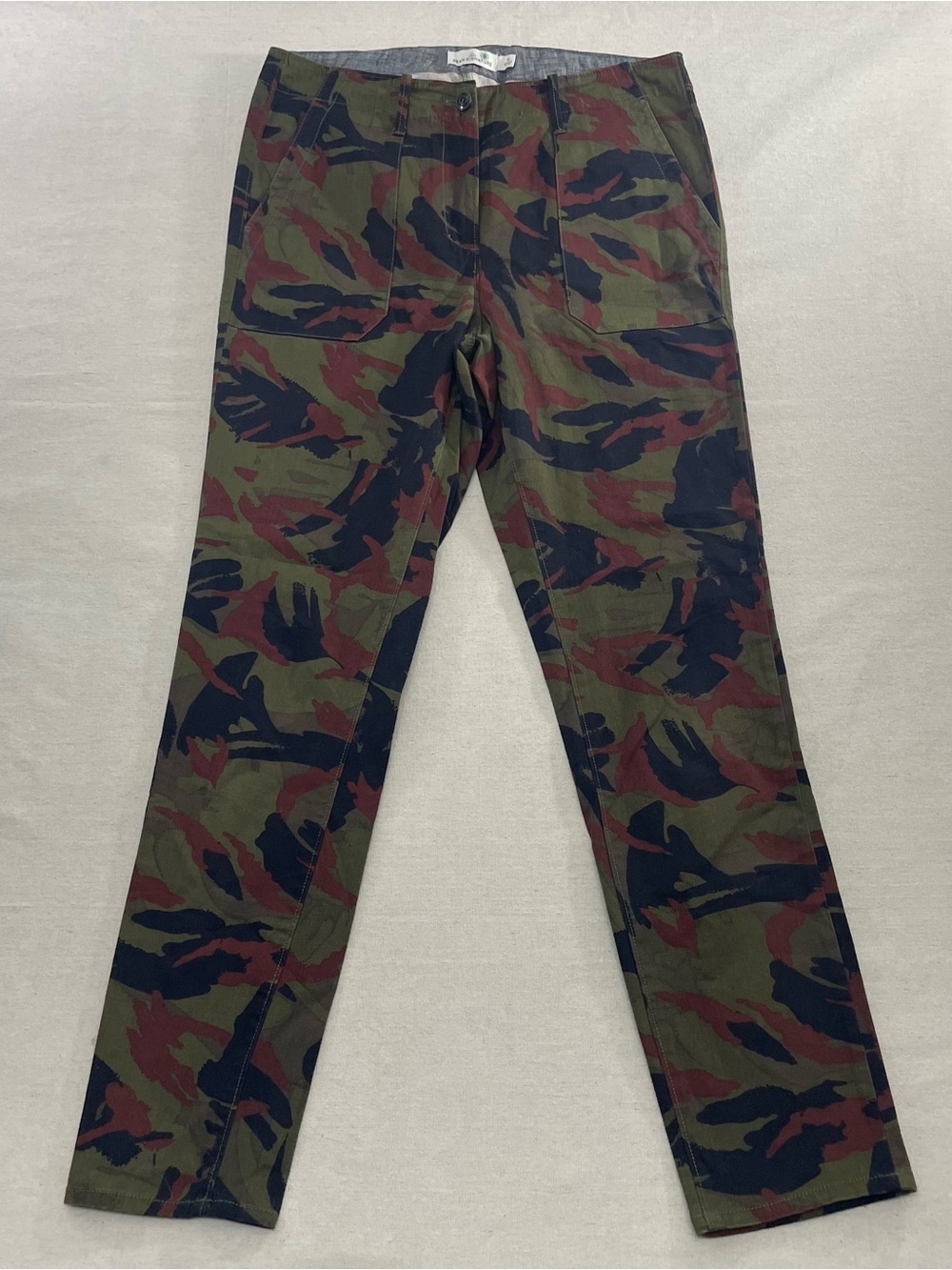 LL Bean Signature Ankle Pants Size 10 Camo Stretch Mid Rise 505730 32x30